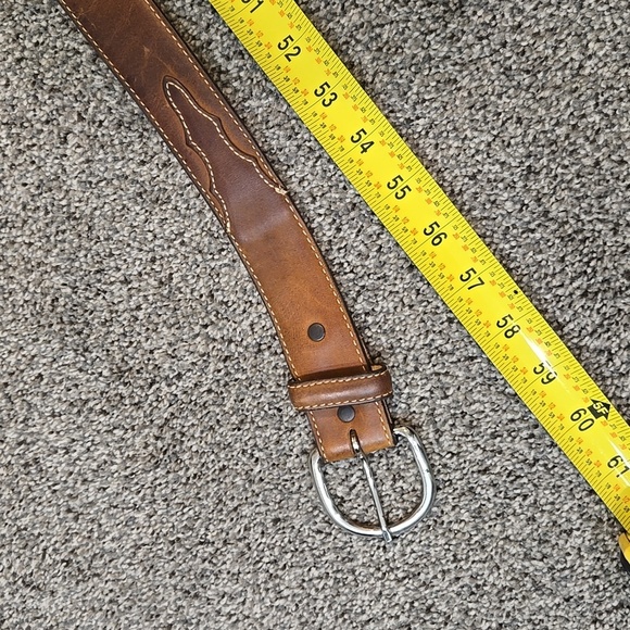 Justin Mens Leather Western Top grain leather USA X5409 sz 52 belt - Picture 6 of 8